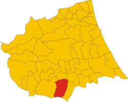 Map of comune of Castelli (province of Teramo, region Abruzzo, Italy)